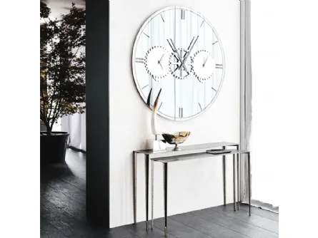 Specchio orologio Times in vetro con particolari in acciaio di Cattelan Italia