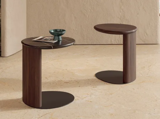 Tavolino in legno can base in metallo Drop di Nature Design