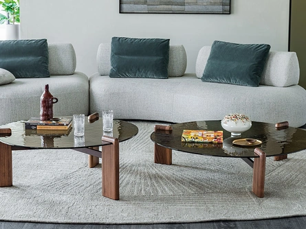 Tavolino Lagoon in vetro e legno di Cattelan Italia