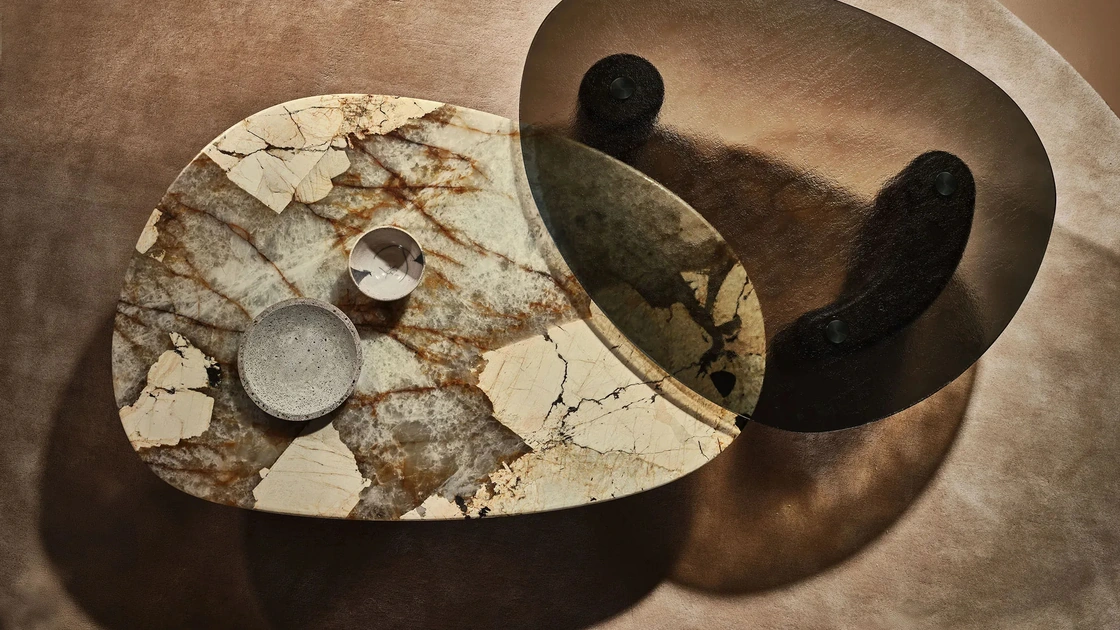 Tavolino Lake in marmo o in vetro di Nature Design