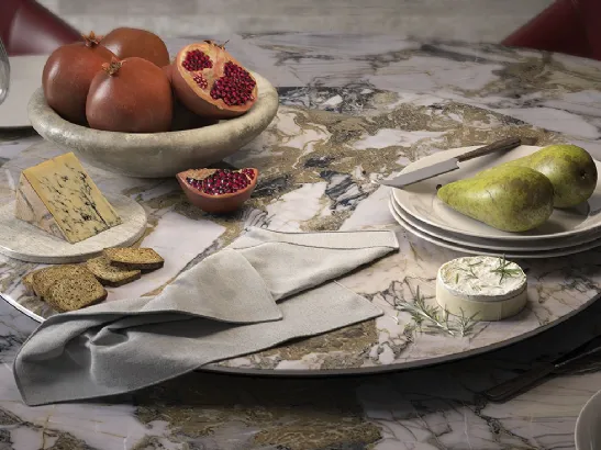 Vassoio contenitore centrotavola girevole in cristallo extrachiaro acidato verniciato di Cattelan Italia