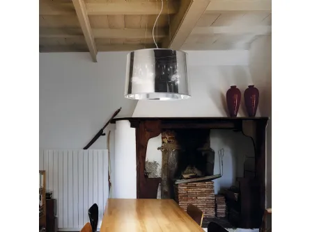 Lampada a sospensione London in lamina di PVC cromata e semi trasparente di Ideal Lux