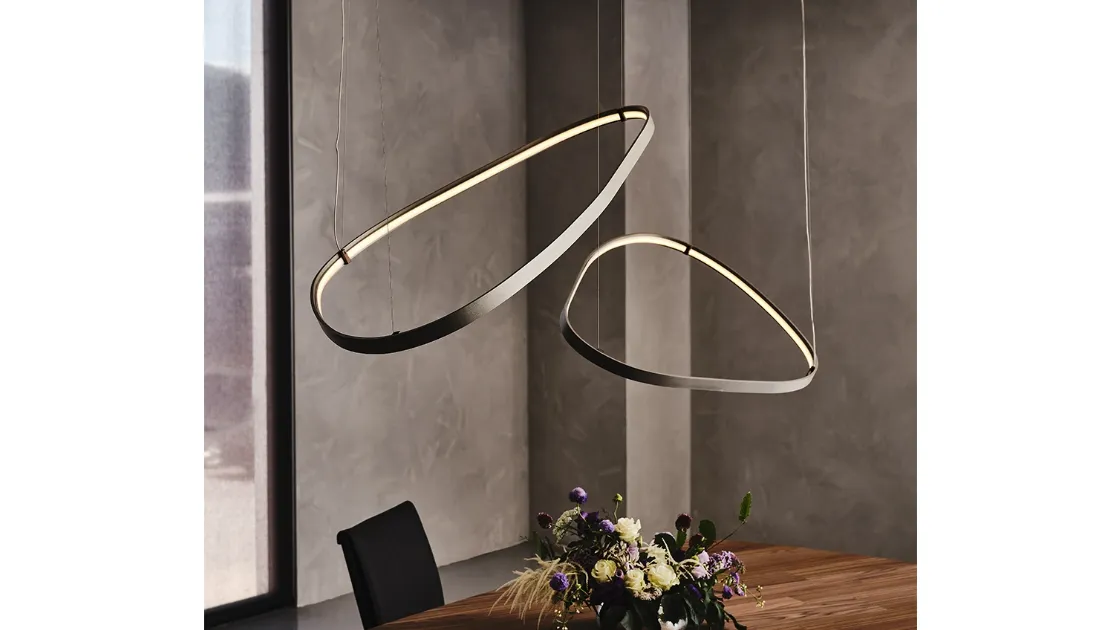 Lampada a sospensione in acciaio verniciato titanio Magellano di Cattelan Italia