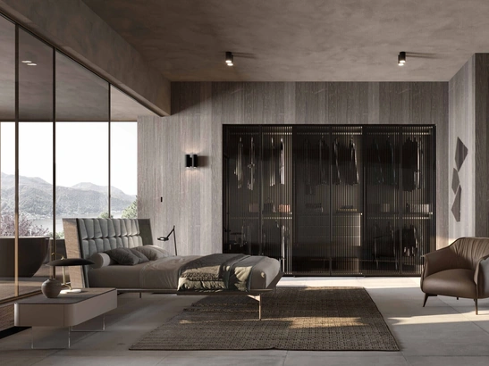 Armadio con ante battenti Lucifer vetro cannettato regolare di Voltan