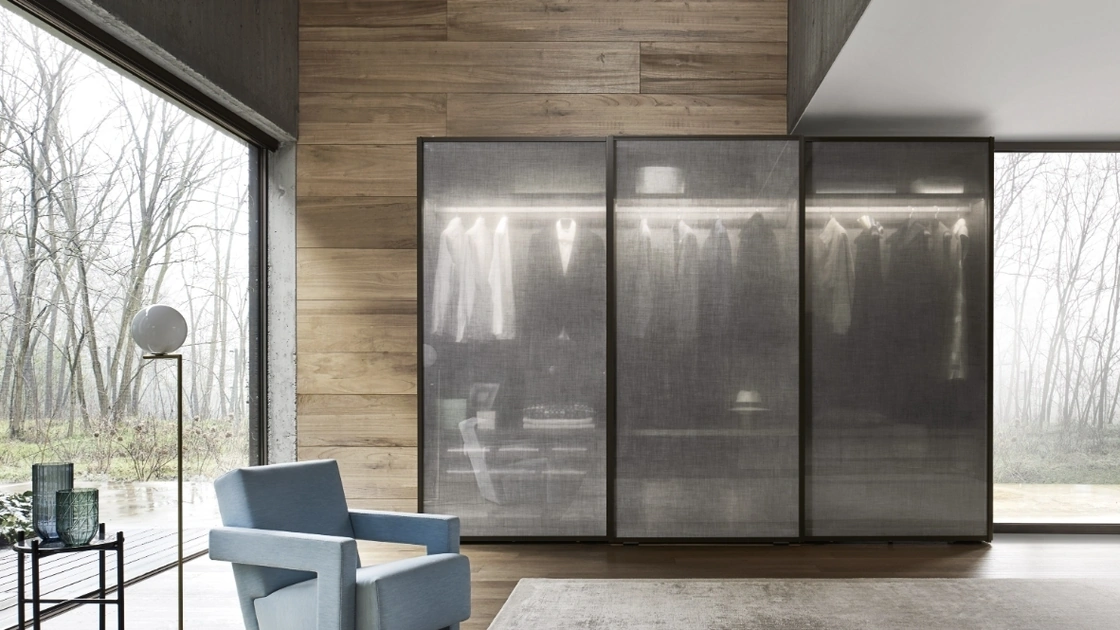 Armadio scorrevole Scrigno in vetro tramato di Sangiacomo