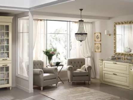 Mobile da Bagno Baltimora in laccato opaco Beige con decori Oro di Scavolini Bathrooms