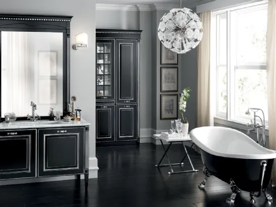 Mobile da Bagno Baltimora in laccato opaco Nero con decori Argento di Scavolini Bathrooms