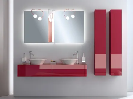 Mobile da Bagno Font in laccato lucido Rosso Rubino di Scavolini Bathrooms