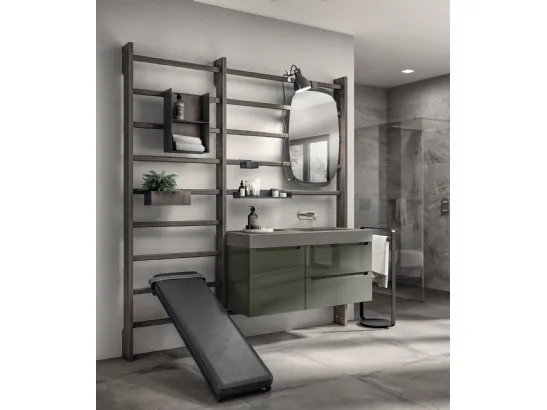 Mobile da Bagno Gym Space Idro Laccato Lucido Verde di Scavolini Bathrooms