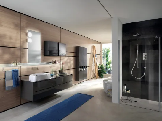 Mobile da BagnoIdro Laccato Lucido Grigio Ferro di Scavolini Bathrooms