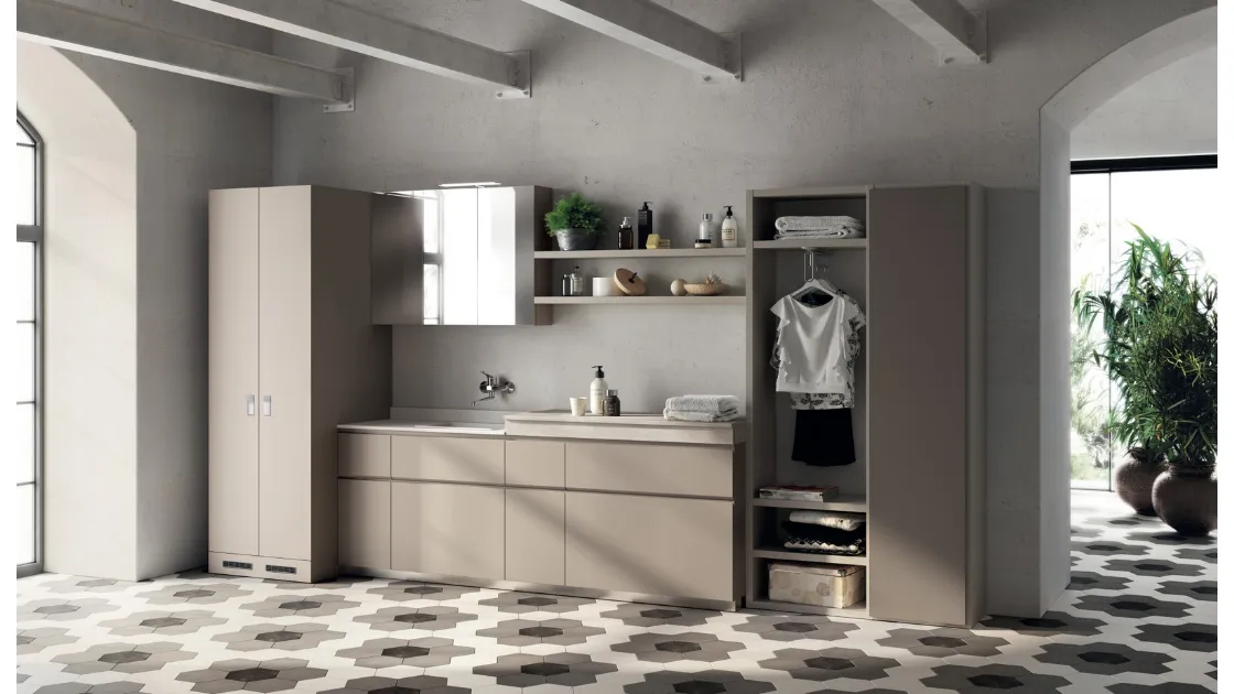 Mobile da Bagno Laundry Space Laccato Opaco Grigio Selce di Scavolini Bathrooms