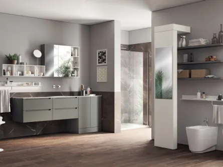 Mobile da Bagno Laundry Space Laccato Opaco Grigio Titanio di Scavolini Bathrooms