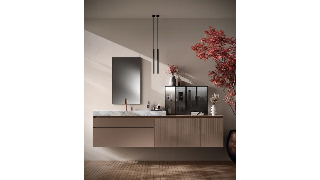 Mobile da BagnoLido Laccato Opaco e Vetro Dogato Grigio Dosé di Scavolini Bathrooms