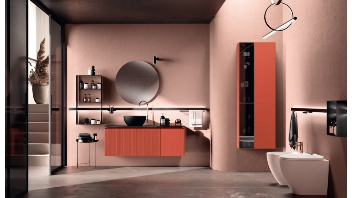 Mobile da BagnoLido Laccato Opaco Rosso Marocco Dogato di Scavolini Bathrooms