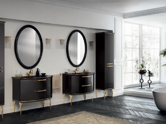 Mobile da Bagno Magnifica in laccato lucido Grigio Ferro con finiture Oro di Scavolini Bathrooms