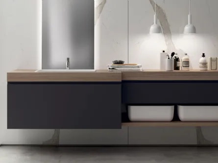 Mobile da Bagno Qi in laccato opaco Grigio Ferro di Scavolini Bathrooms