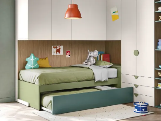 Cameretta a ponte con secondo letto estraibile Kids space 27 di Nidi