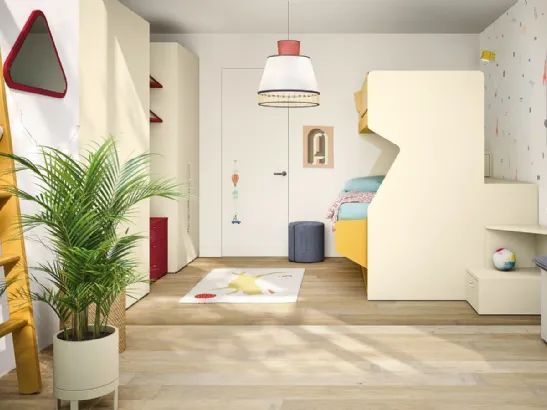 Cameretta con letti a castello Kids space 30 in melaminico di Nidi