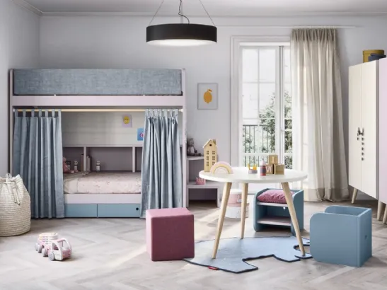 Cameretta con letti a castello Kids space 14 in melaminico di Nidi