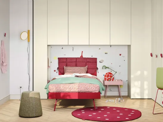 Cameretta a ponte in laccato color luna Kids space 23 di Nidi