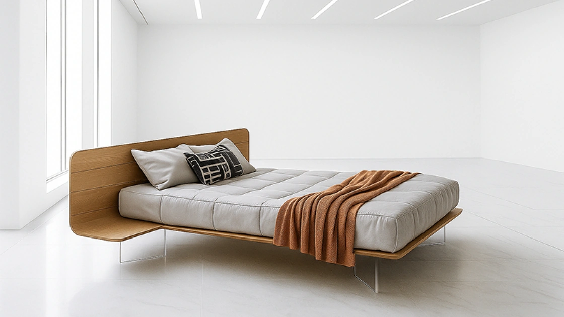 Letto con testiera in legno No-Vo Quercia di Voltan