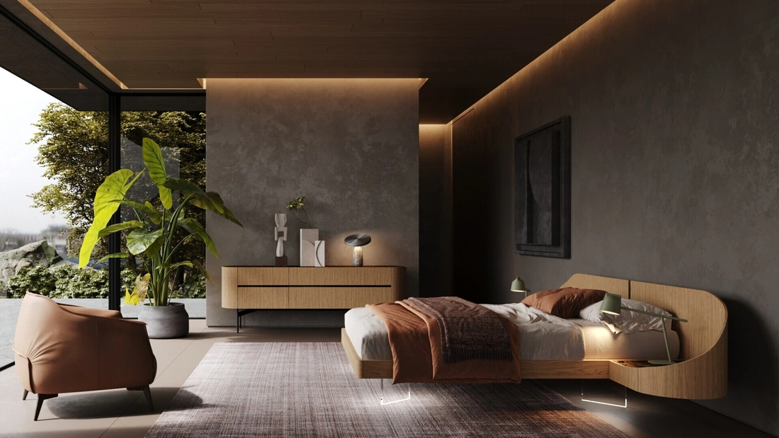 Letto Ottanta in legno di quercia di Voltan