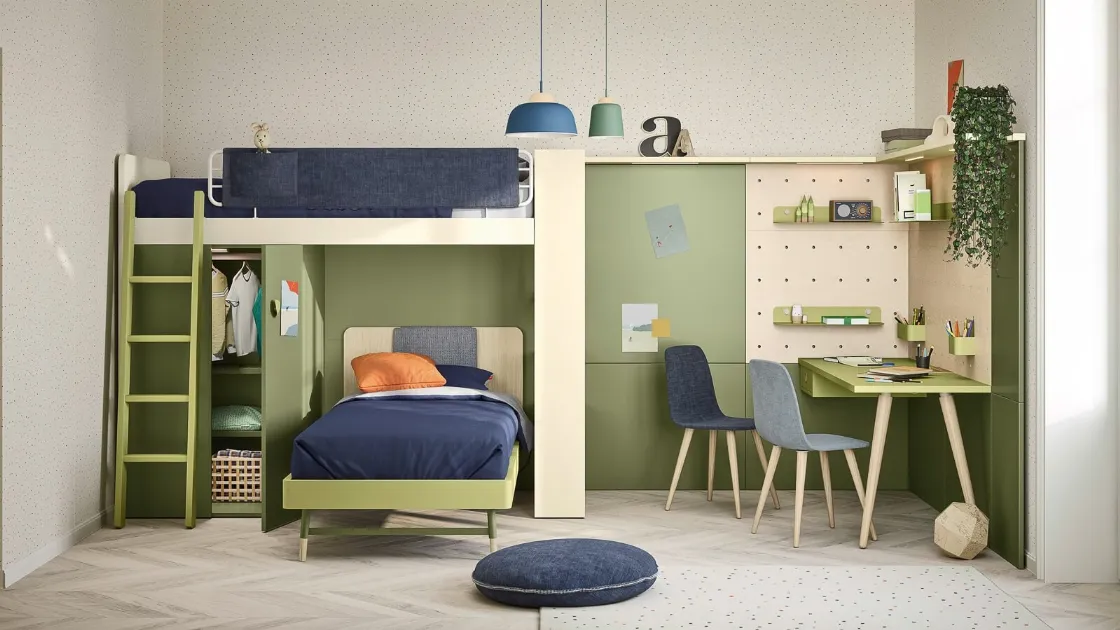 Letto singolo Ergo con testiera di Nidi