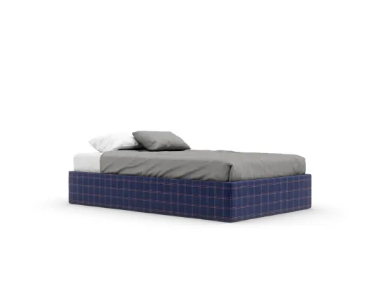 Letto singolo Sommier Skim rivestito con tessuto a quadri di Nidi