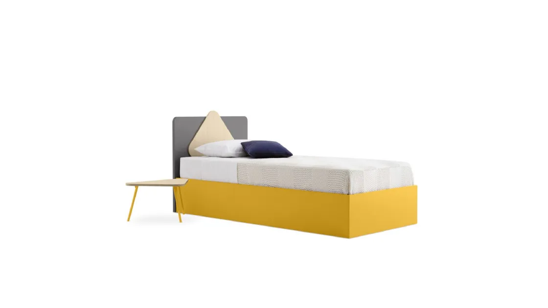Letto singolo Trio con testiera e box contenitore di Nidi