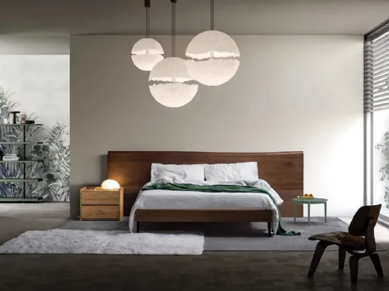 Letto Zen Dark Brown in massello di Rovere con testiera di Devina Nais