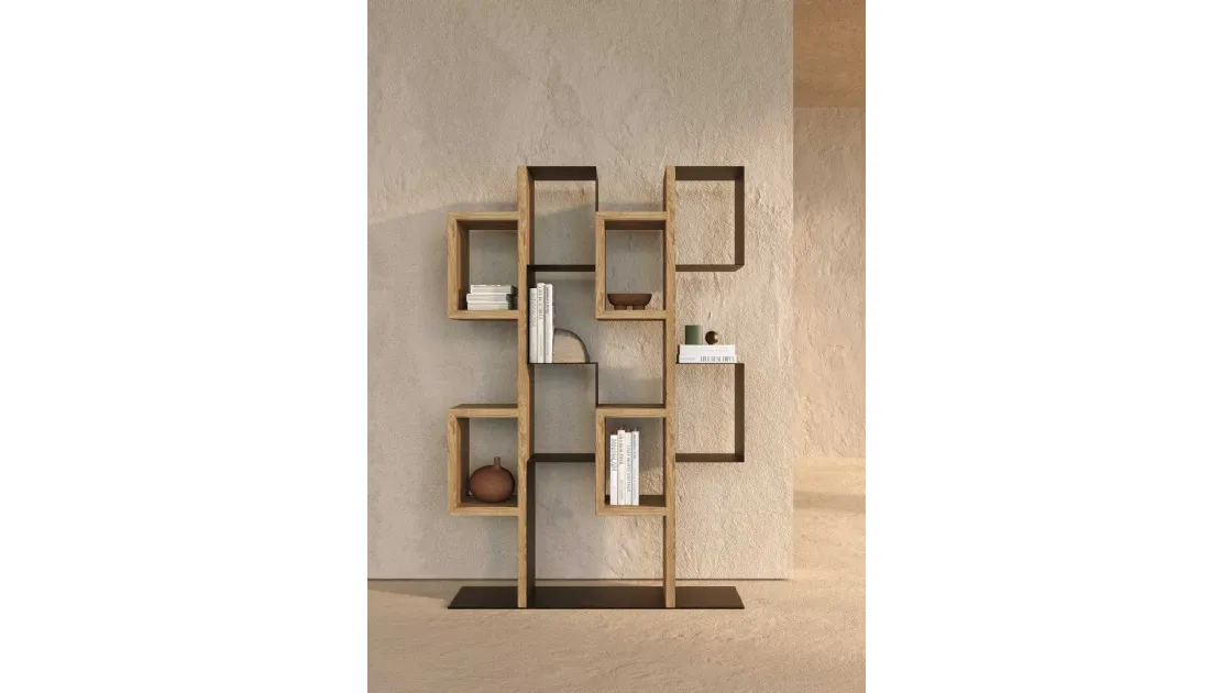 Libreria a muro in legno e metallo Gemini di Nature Design