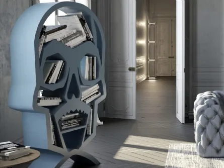 Libreria di design a forma di teschio in cemento laccato Gioia di Voltan