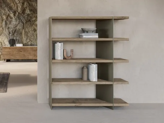 Libreria in legno secolare con struttura in metallo Graft di Nature Design