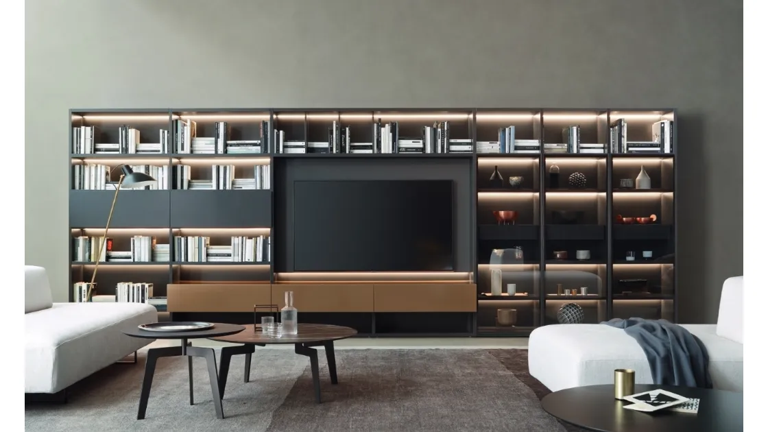 Libreria Modo M6C62 in laccato metallo Bronzo di Sangiacomo