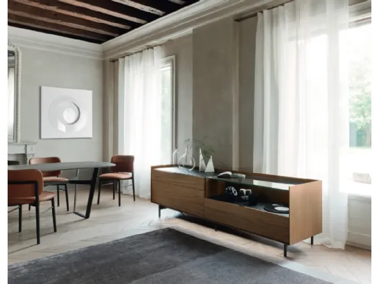 Madia Cabaret 56B in impiallacciato Noce e top in ceramica di Sangiacomo