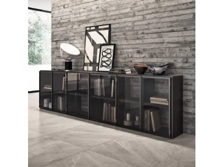 Madia Living Motus in alluminio Grigio Antracite e Vetro Fumé di Scavolini