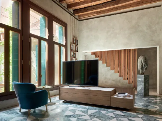 Mobile Porta Tv Domino Più 8L sx in Rovere carbone di Sangiacomo