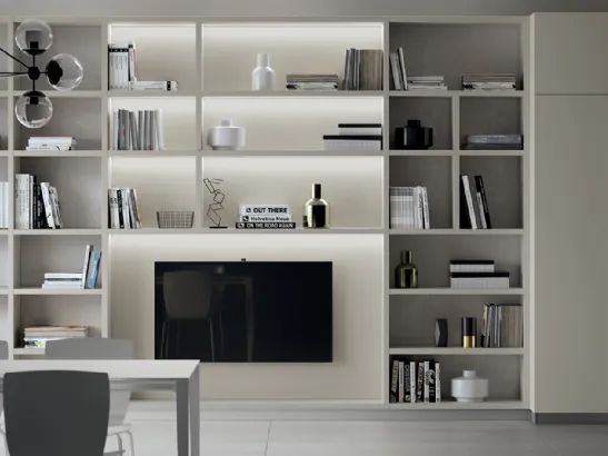 Parete Attrezzata Living Carattere Grigio Gabbiano di Scavolini