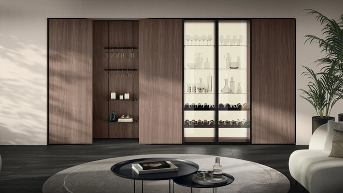 Parete Attrezzata Living Essenza 02in decorativo Noce di Scavolini