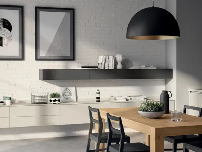 Parete Attrezzata sospesa Living Evolution 02 in laccato opaco Tortora di Scavolini