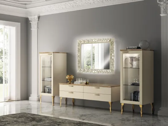 Parete Attrezzata Living Exclusiva in laccato opaco Beige di Scavolini