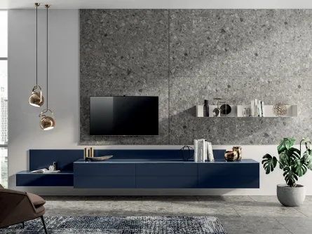 Parete Attrezzata Living Liberamente in laccato Blu Moon di Scavolini