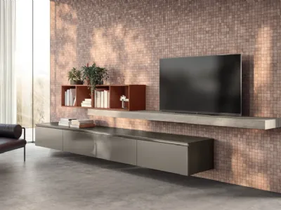 Parete Attrezzata Living Lumina 02 in laminato Urban Steel di Scavolini
