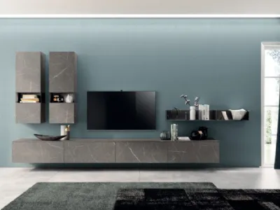 Parete Attrezzata Living Mood 05 in Laminato Pietra Grey di Scavolini