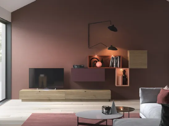 Parete Attrezzata Zero 16 L25 in legno di Rovere di Devina Nais