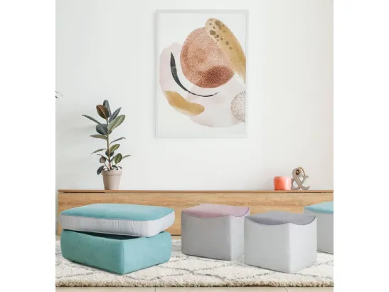Pouf quadrato in tessuto colori pastello Ryan di Aerre
