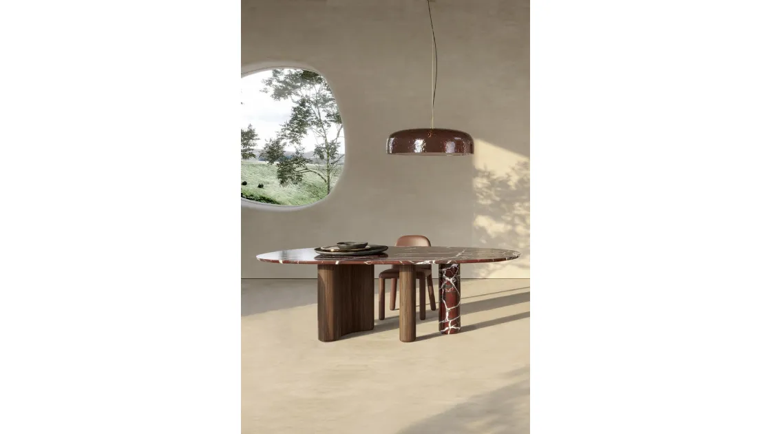 Tavolo in marmo e struttura in marmo e legno Lymph di Nature Design