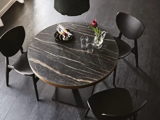 Tavolo rotondo in ceramica con base quadrata Ribot Keramik Bistrot di Cattelan Italia