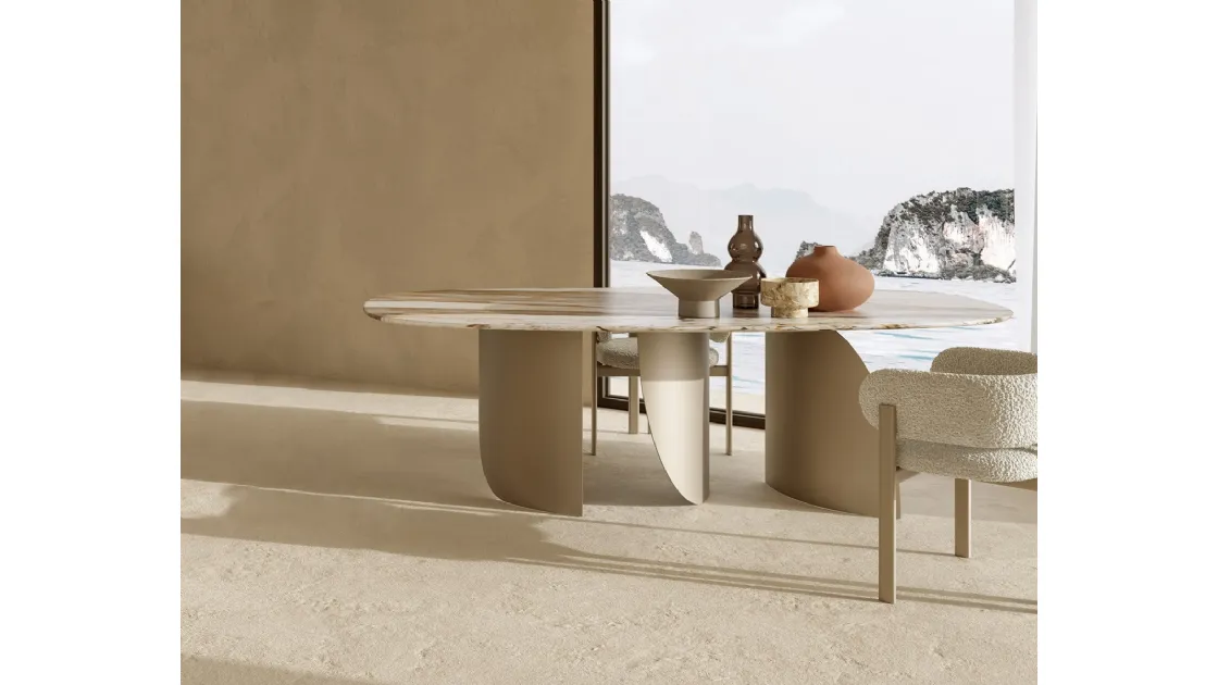 Tavolo in marmo con struttura in metallo Sail di Nature Design