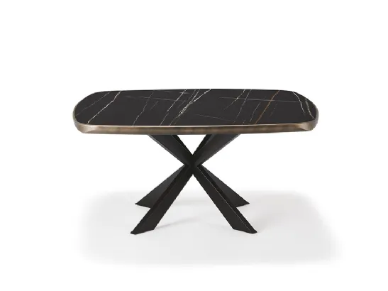 Tavolo con base in metallo e piano in ceramica Spyder Keramik Premium di Cattelan Italia